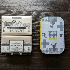 Set of 2: Beekman 1802 pure goat milk soap and honey & oats scrub bar